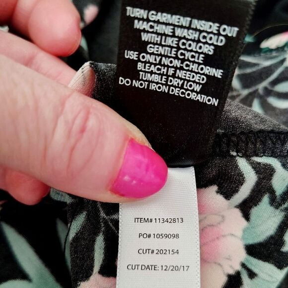 Torrid Black Pink Floral Jersey Knit Sleeveless Mini Skater Dress Plussize 3X - Picture 11 of 16